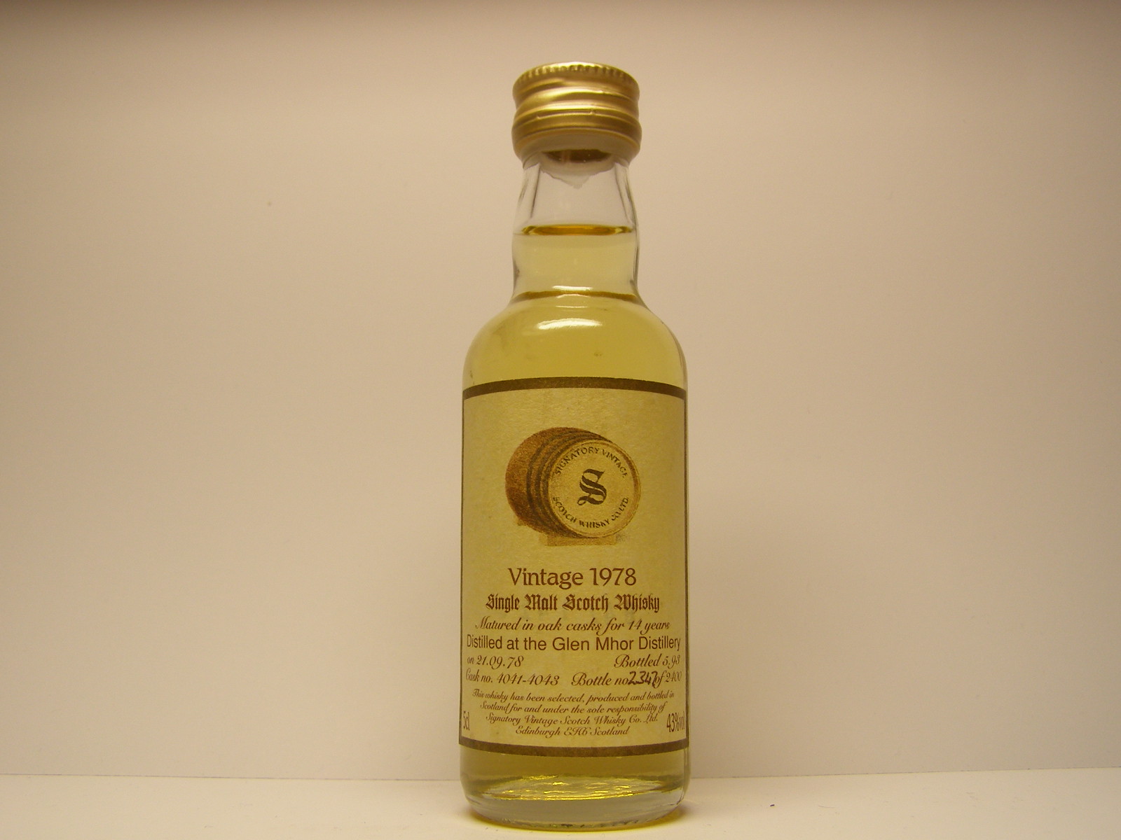 SMSW 14yo 1978-1993 "Signatory" 5cl 43%vol